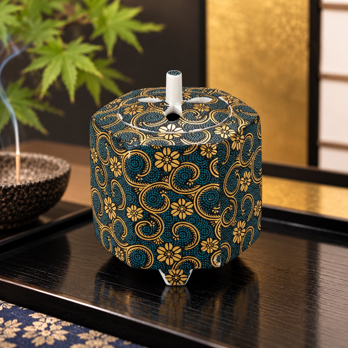 KUTANI WARE JAPANESE INCENSE BURNER AOCHIBU
