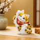 KUTANI WARE EAR CLEANING CAT (MANEKI NEKO) GOLD PAINTED CALICO