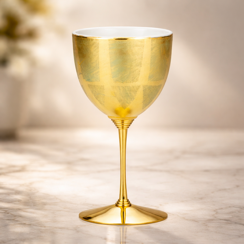 KUTANI WARE WINE CUP – GREEN WITH GOLD LEAF DECORATION