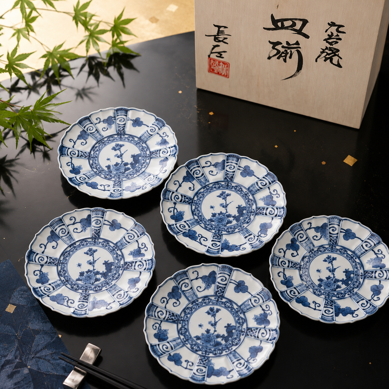 [IMPERIAL HOUSEHOLD PURVEYOR] KUTANI WARE HOJU KARAKUSA FLORAL & BIRD DESIGN / CHOZA YAMAMOTO