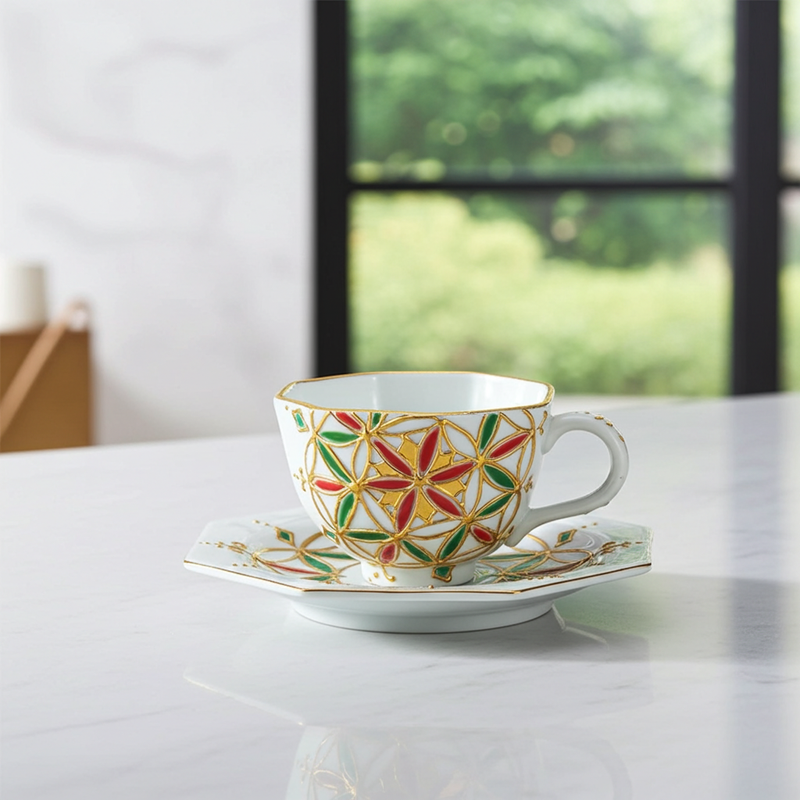 KUTANI WARE CUP & SAUCER(HANABOU)//SHIHO AIKAWA