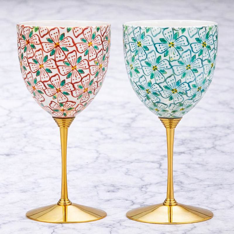 JAPANESE WINE GLASS KUTANI KAMON