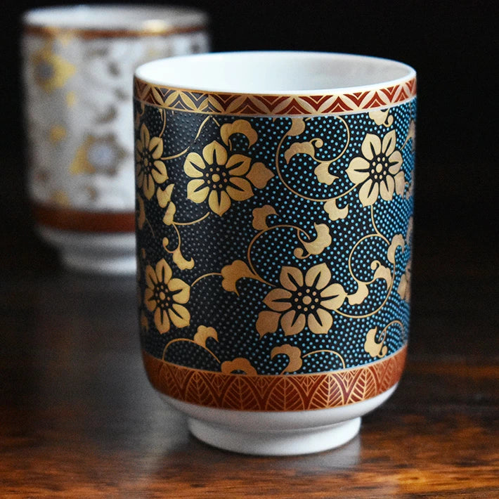 KUTANI JAPANESE YUNOMI SET TEACUP COMBI TESSEN