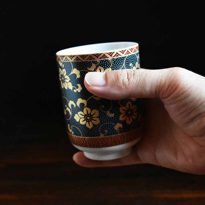 KUTANI JAPANESE YUNOMI SET TEACUP COMBI TESSEN