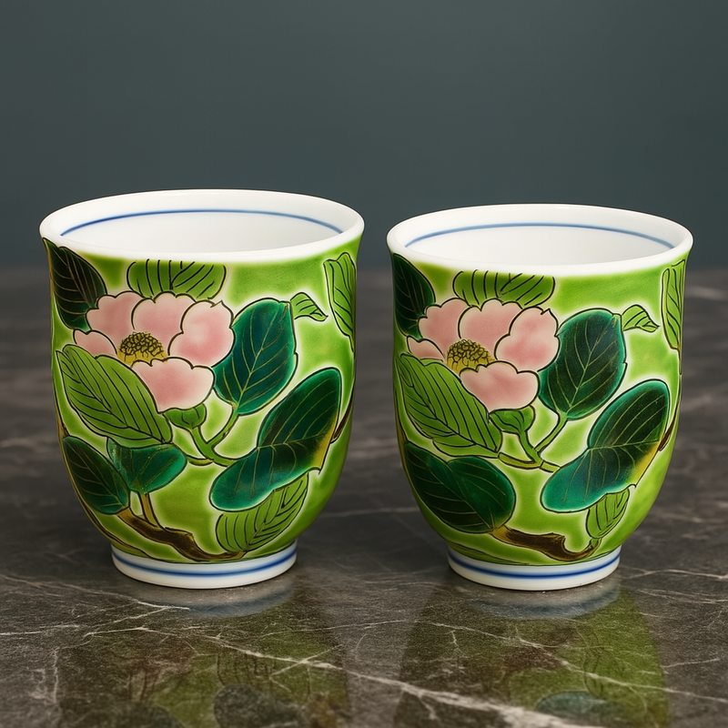 BIZAN KLIN KUTANI YUNOMI SET TEACUP(SHIN-SAZANNKA)