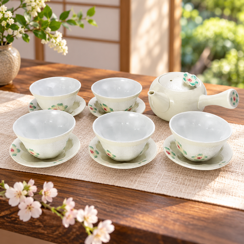 ARITA WARE ARITA WARE TEA SET “KIKUBAI IRIDESCENT CHERRY BLOSSOM” / TASEI KLIN