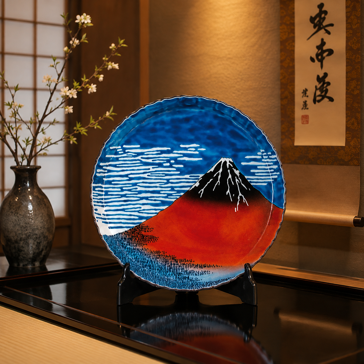 KUTANI WARE DECORATIVE PLATE HOKUSAI GAIFŪ KAISEI STYLE BIZAN KILN