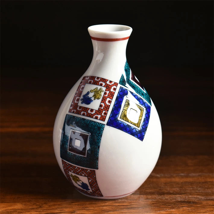 KUTANI JAPANESE SAKE SET KO-KUTANI STYLE ISHIDATAMI/TAISHI KLIN