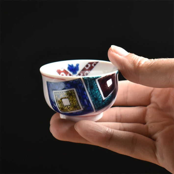 KUTANI JAPANESE SAKE SET KO-KUTANI STYLE ISHIDATAMI/TAISHI KLIN