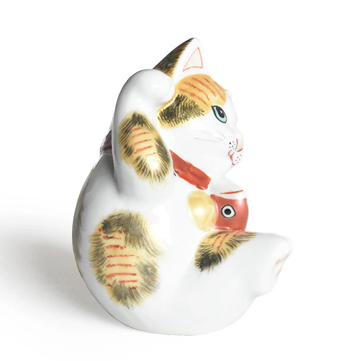 KUTANI JAPANESE LUCKY CAT(MANEKI NEKO) GOLD-COLORED CALICO