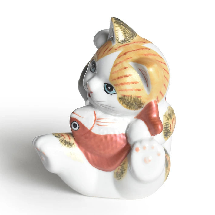 KUTANI JAPANESE LUCKY CAT(MANEKI NEKO) GOLD-COLORED CALICO