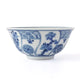 [IMPERIAL HOUSEHOLD PURVEYOR KILN] KUTANI WARE RICE BOWL (SMALL) – BLUE & WHITE AUSPICIOUS TREE AND FLOWER PATTERN BY CHOZA YAMAMOTO