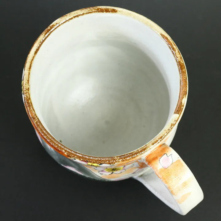 KUTANI WARE PAIR OF MUGS – HANDCRAFTED JAPANESE PORCELAIN ‘SPRING FUJI & AUTUMN FUJI’ BY YOSHINORI FUKUDA