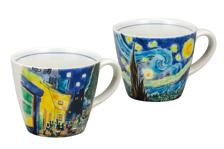 JAPANESE KUTANI WARE PAIR MUG CUPS – VAN GOGH ART DESIGN