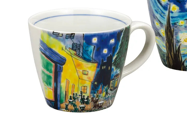 JAPANESE KUTANI WARE PAIR MUG CUPS – VAN GOGH ART DESIGN