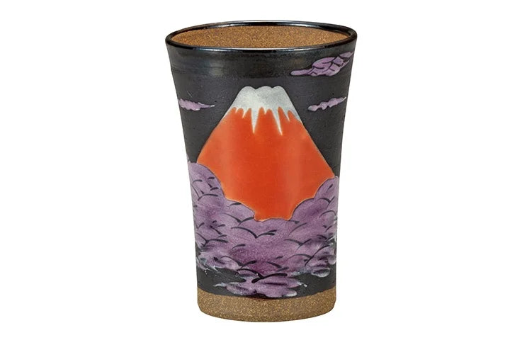 KUTANI BEER CUP – HAND-PAINTED MT. FUJI SPRING DESIGN BY ARTIST YOSHINORI FUKUDA
