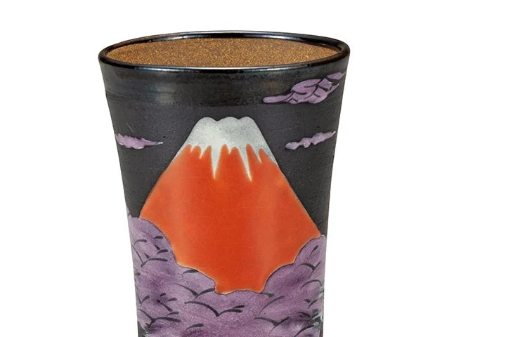 KUTANI BEER CUP – HAND-PAINTED MT. FUJI SPRING DESIGN BY ARTIST YOSHINORI FUKUDA