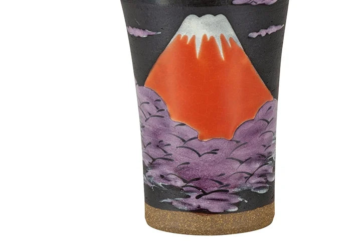 KUTANI BEER CUP – HAND-PAINTED MT. FUJI SPRING DESIGN BY ARTIST YOSHINORI FUKUDA