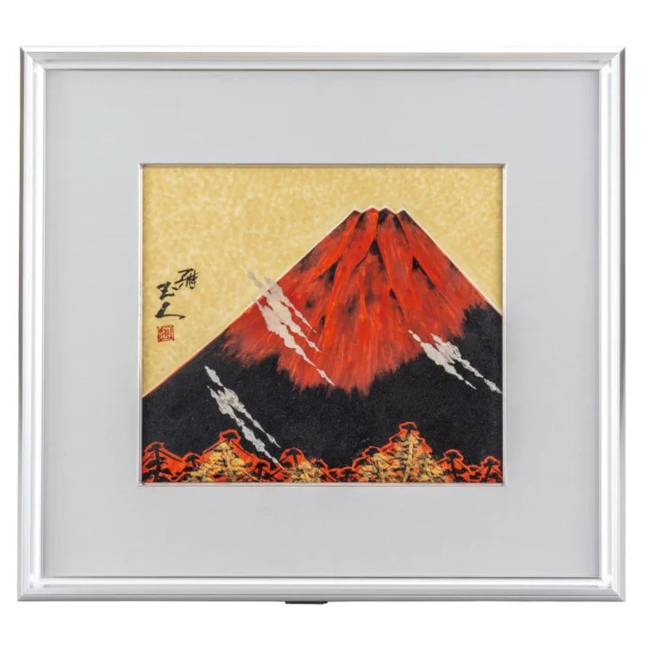 KUTANI WARE CERAMIC PLAQUE KINSAI FUJI/ MASATO YASHIKI
