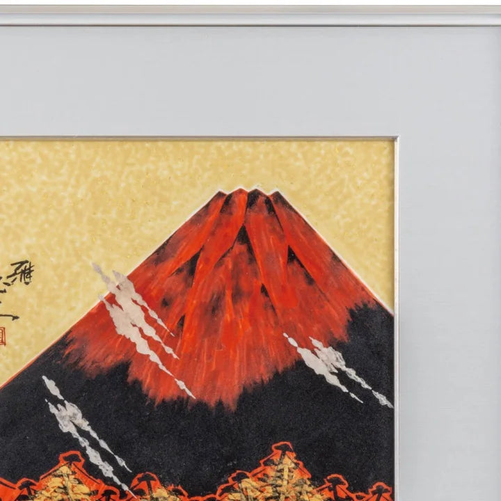 KUTANI WARE CERAMIC PLAQUE KINSAI FUJI/ MASATO YASHIKI