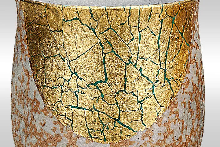 KUTANI WARE PAIR YUNOMI TEACUPS – GOLD LEAF DESIGN / MEIZAN KILN (GIFT BOX INCLUDED)