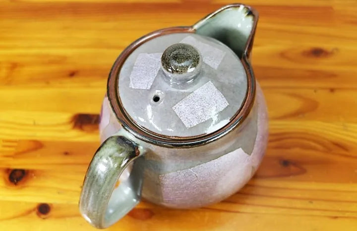 KUTANI WARE TEA POT SILVER LUSTER PURPLE – GOLDEN PLUM BLOSSOMS / BIZAN KILN