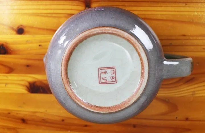 KUTANI WARE TEA POT SILVER LUSTER PURPLE – GOLDEN PLUM BLOSSOMS / BIZAN KILN