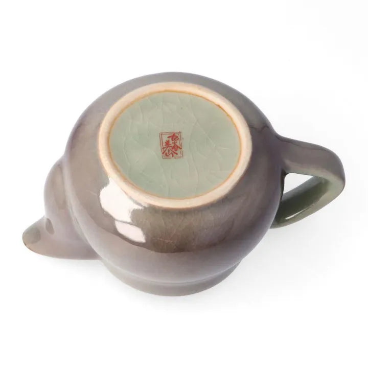 KUTANI WARE TEA POT SILVER LUSTER PURPLE – RAPESEED FLOWERS / BIZAN KILN