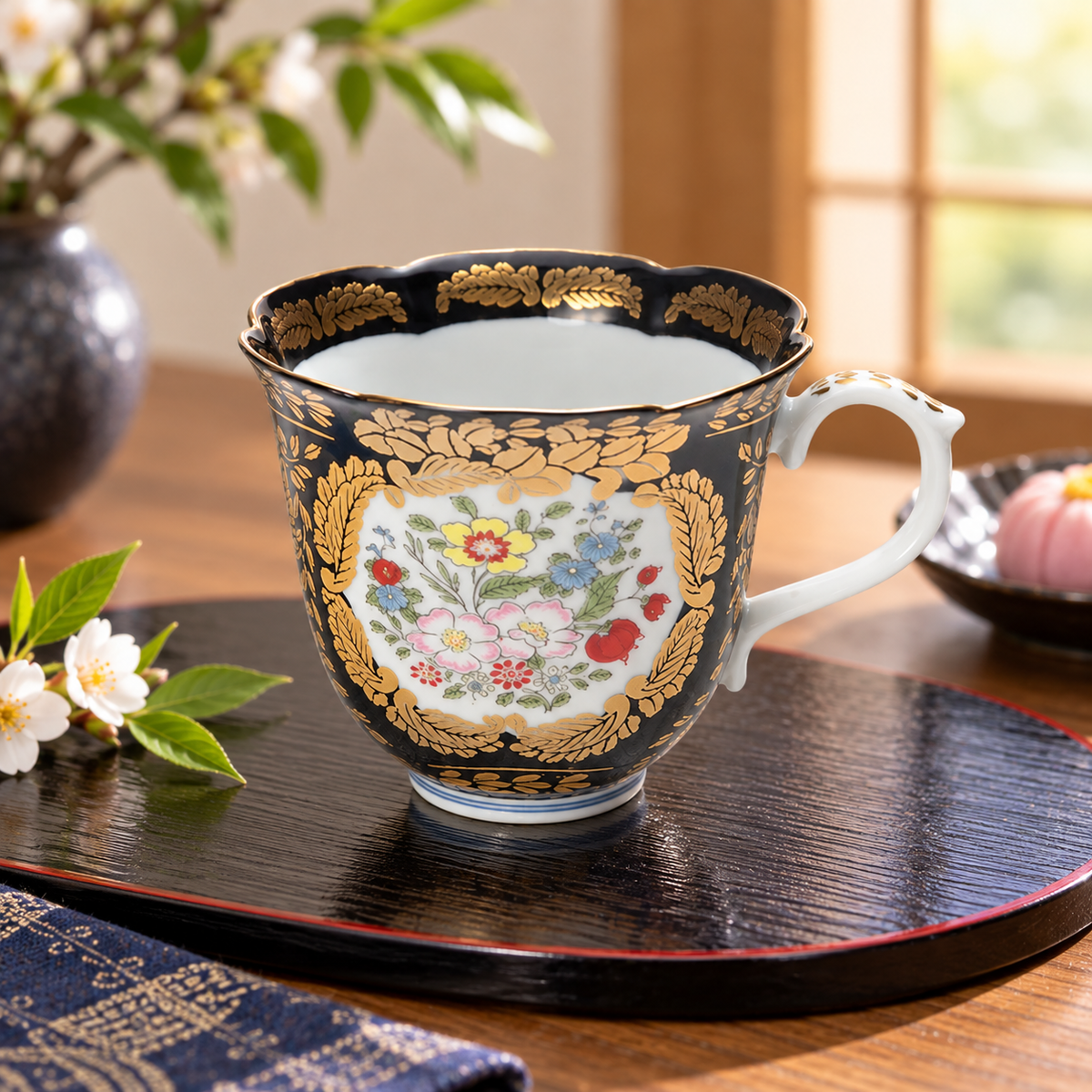 ARITA WARE KIN'EN-KURO VERSAILLESMORNING MUG/ KOURAKU KILN