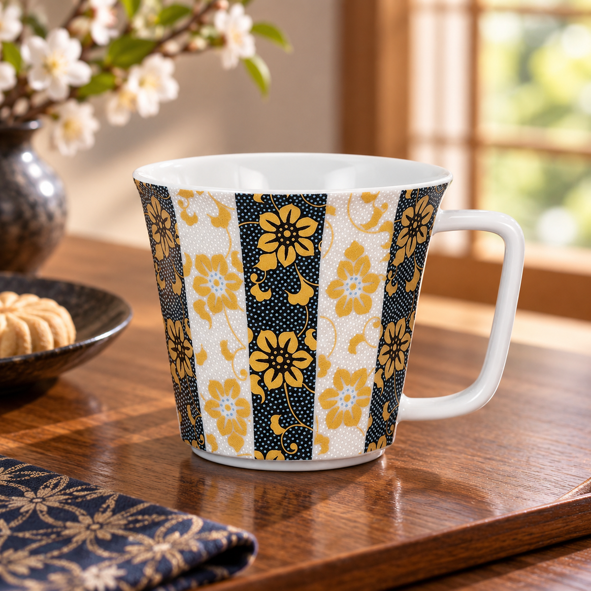 KUTANI WARE MUG TESSEN (CLEMATIS) DESIGN