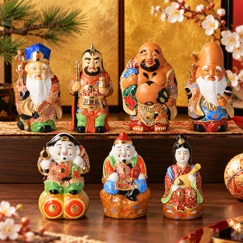KUTANI SEVEN LUCKY GODS ORNAMENT – “MORI” DECORATIVE DESIGN