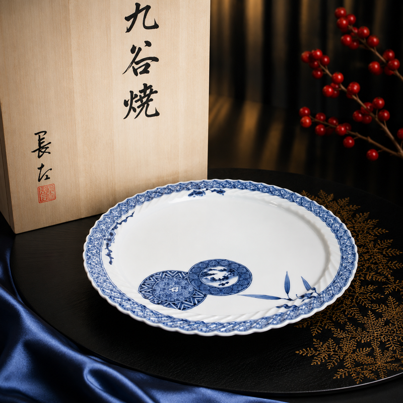 [IMPERIAL HOUSEHOLD PURVEYOR] KUTANI WARE SEIKA TWIN-RING DESIGN / CHOZA YAMAMOTO