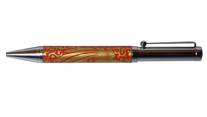 KUTANI WARE BALLPOINT PEN BROCADE DRAGON PHOENIX (KINRANRYUHOUOH DESIGN) BP-08 SEIKOU KLIN , JAPANESE CERAMIC PEN
