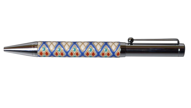 KUTANI WARE BALLPOINT PEN DIAMOND PATTERN (HISHIMON DESIGN) BP-15 SEIKOU KLIN, JAPANESE CERAMIC PEN