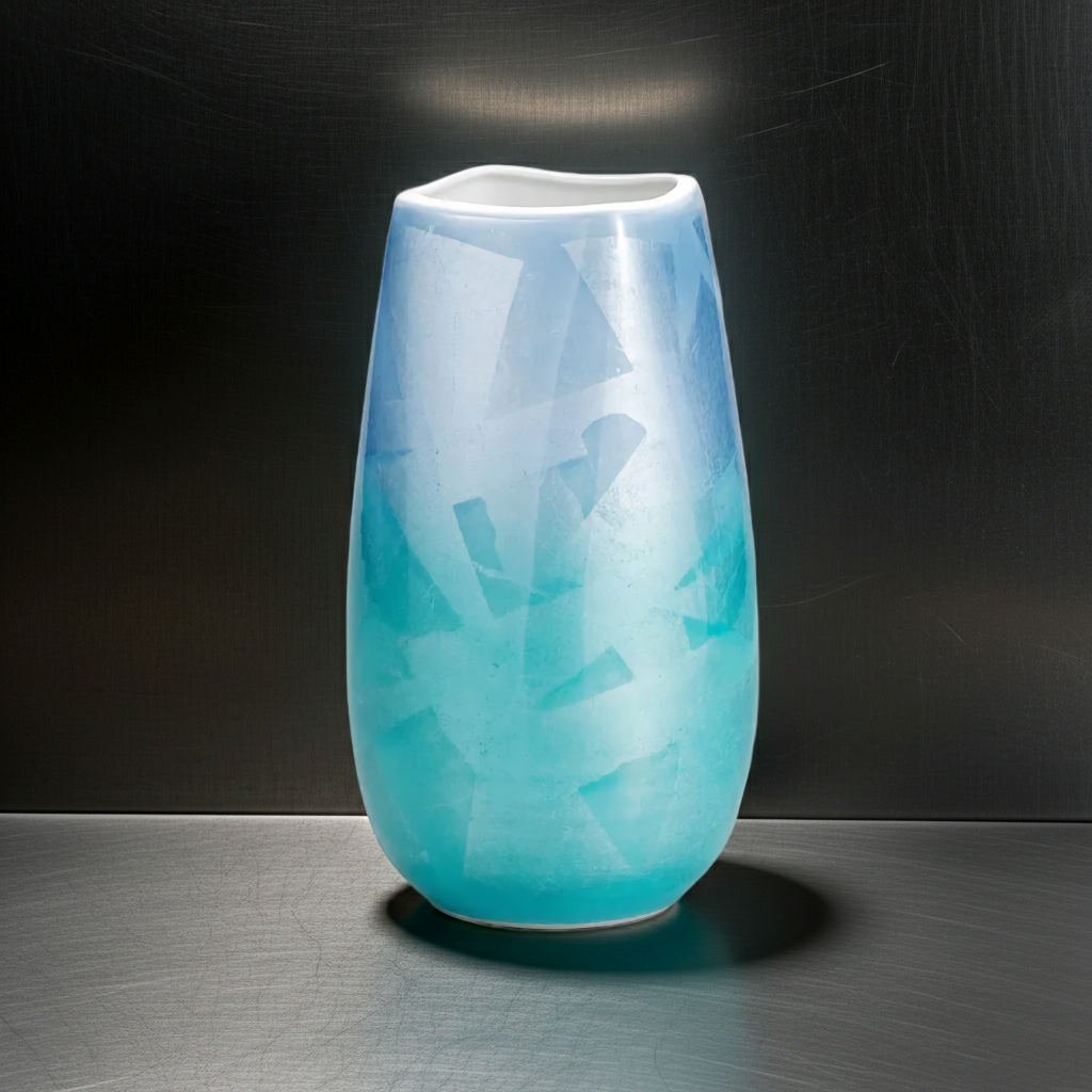 KUTANI SILVER-GLAZED VASE – HANDCRAFTED JAPANESE ART PIECE (GIFT BOX)