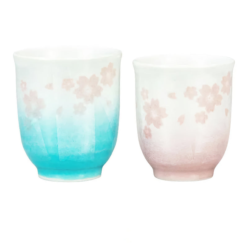 KUTANI JAPANESE YUNOMI SET TEACUP(SILVERCOLOR SAKURA)