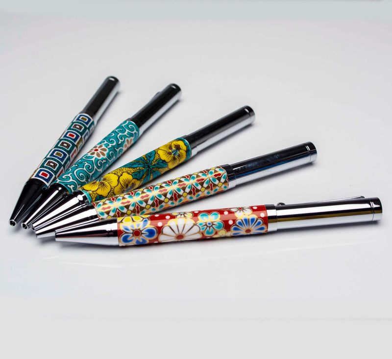 KUTANI WARE BALLPOINT PEN DIAMOND PATTERN (HISHIMON DESIGN) BP-15 SEIKOU KLIN, JAPANESE CERAMIC PEN