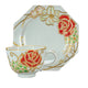JAPANESE KUTANI CUP & SAUCER – HAND-PAINTED ROSE MOTIF