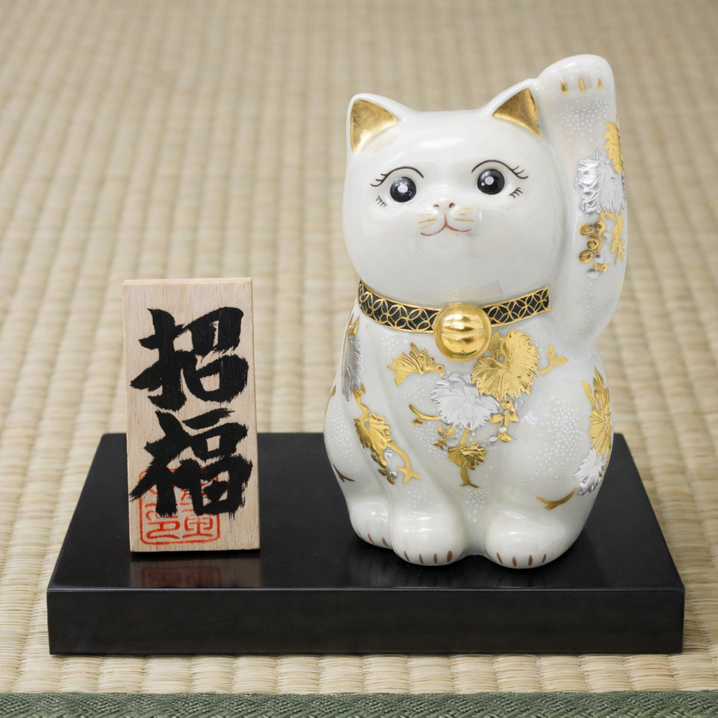 JAPANESE KUTANI WARE MANEKI NEKO LUCKY CAT 