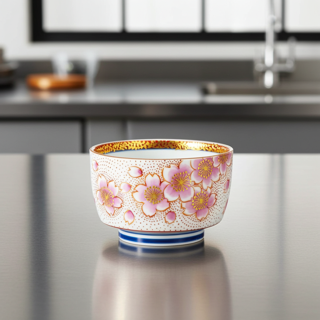 KUTANI WARE GUINOMI KINRANDE SAKURA BY YOSHINORI FUKUDA