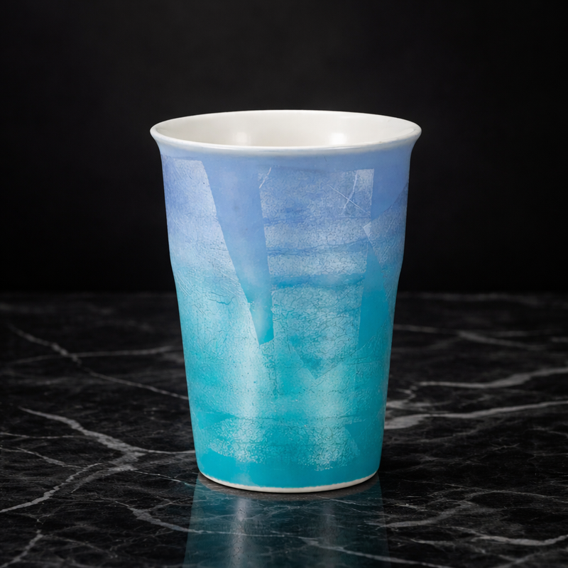 KUTANI WARE FREE CUP TWO-TONE SILVER – JAPANESE CERAMIC CUP
