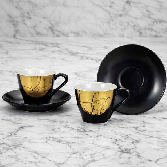 KUTANI WARE PAIR COFFEE CUPS 
