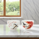 KUTANI WARE PAIR GUINOMI (SAKE CUPS) “SPRING & AUTUMN”  BY TOSHITO NAKAMURA WOODEN BOX