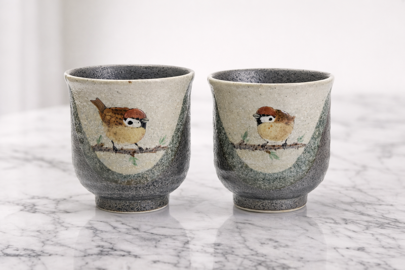 KUTANI WARE YUNOMI SET FUKUJAKU-ZU 