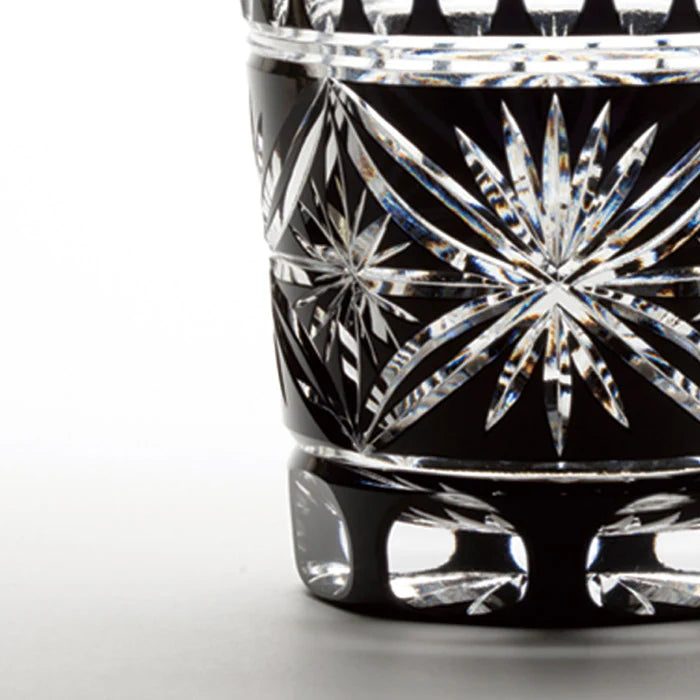 EDI KIRIKO KENBISHI STAR PATTERN OLD-FASHIONED GLASS - BLACK