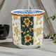 KUTANI JAPANESE YUNOMI CLEMATIS DESIGN WITH BLUE AND WHITE RAISED DOTS
