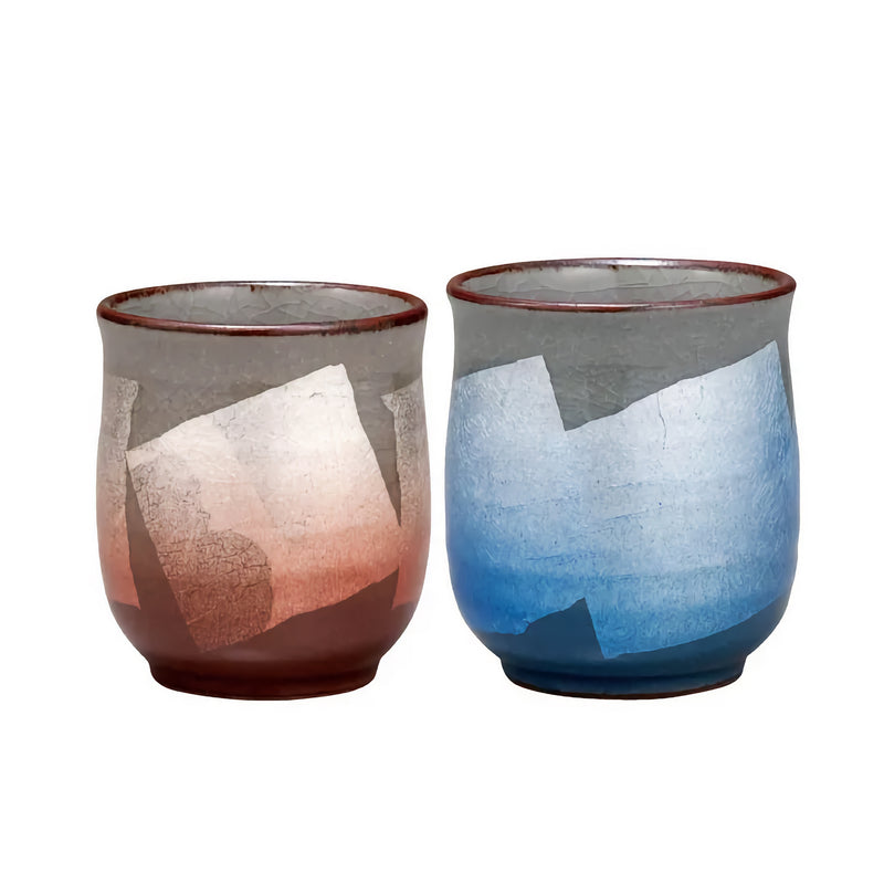 KUTANI WARE SILVER GLAZE PAIR TEACUPS – BIZAN KILN (GIFT BOXED)