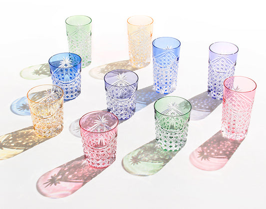 WHISKEY GLASS, EDO KIRIKO “DRAPE & TETRAGONAL BASKET WEAVE”