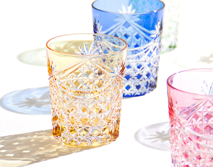WHISKEY GLASS, EDO KIRIKO “DRAPE & TETRAGONAL BASKET WEAVE”