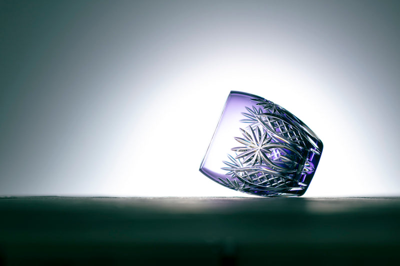 WHISKEY GLASS, EDO KIRIKO “BAMBOO FENCE & STAR”